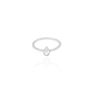Anel Pipoca Gota Cristal Tamanho 14 Banho Branco