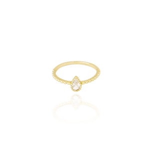 Anel Pipoca Gota Cristal Tamanho 21 Banho Dourado