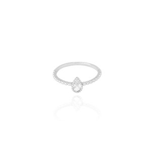 Anel Pipoca Gota Cristal Tamanho 21 Banho Branco