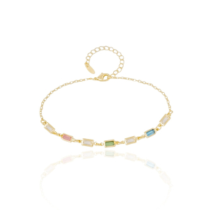 Pulseira Retângulos Coloridos Banho Dourado
