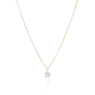 Gargantilha Veneziana Estrela Cristal Banho Dourado