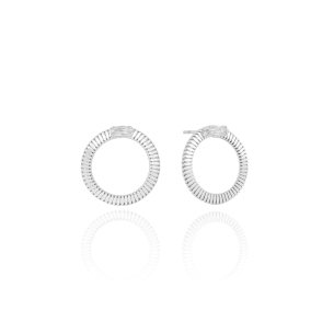 Brinco Redondo Ponto de Luz Retangular Cristal Banho Branco