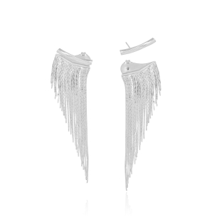 Ear Jacket Franja Longa Banho Branco