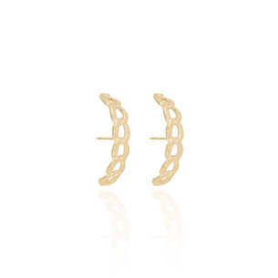 Ear Hook Elos Achatados Banho Dourado