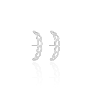 Ear Hook Elos Achatados Banho Branco