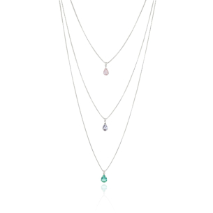 Gargantilha Tripla Gotas Coloridas Banho Branco