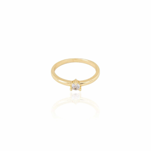 Anel Ponto de Luz Cristal Tamanho 16 Banho Dourado