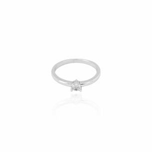 Anel Ponto de Luz Cristal Tamanho 19 Banho Branco