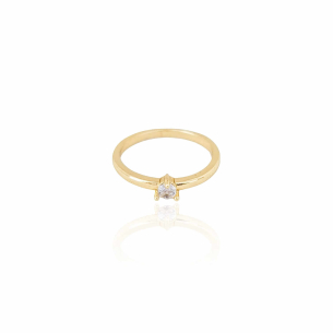 Anel Ponto de Luz Cristal Tamanho 22 Banho Dourado