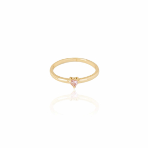 Anel Coração Rosa Tamanho 21 Banho Dourado