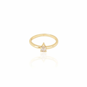 Anel Gota Cristal Tamanho 14 Banho Dourado