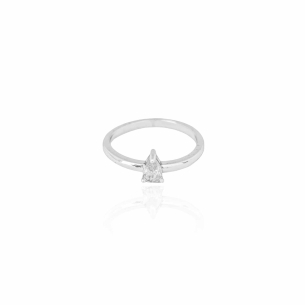 Anel Gota Cristal Tamanho 16 Banho Branco