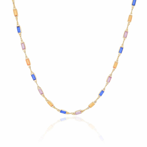 Choker Retângulos Coloridos Mix 1 Banho Dourado
