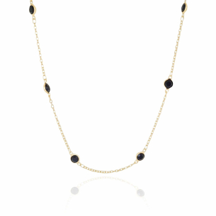Choker Pontos de Luz Negros Banho Dourado