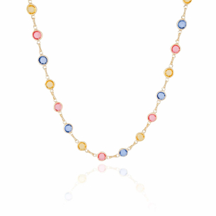 Choker Pontos de Luz Coloridos Mix 1 Banho Dourado