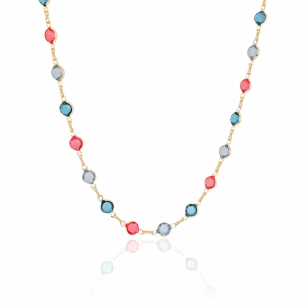 Choker Pontos de Luz Coloridos Mix 2 Banho Dourado