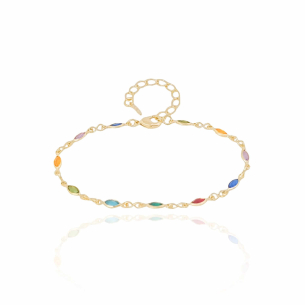 Pulseira Navetes Coloridos Banho Dourado
