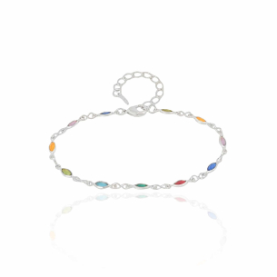 Pulseira Navetes Coloridos Banho Branco