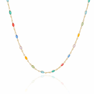 Choker Navetes Coloridos Banho Dourado