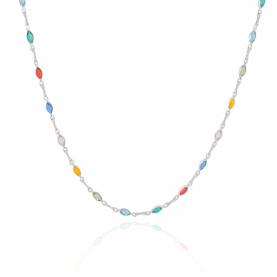 Choker Navetes Coloridos Banho Branco