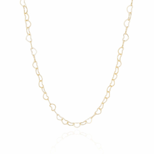 Gargantilha Elos Corações Vazados Lisos Banho Dourado