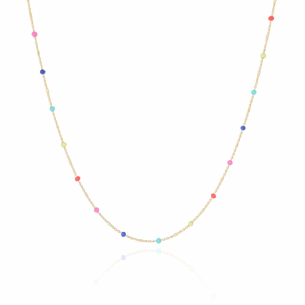 Choker Bolinhas Coloridas Banho Dourado