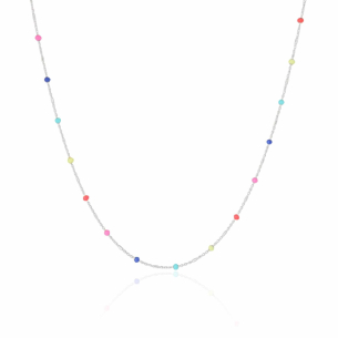 Choker Bolinhas Coloridas Banho Branco