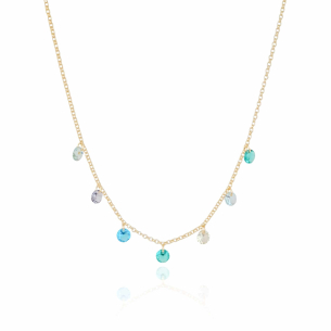 Choker Pontos de Luz Coloridos Banho Dourado