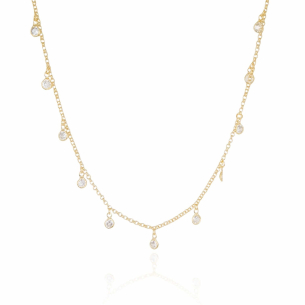 Choker Pontos de Luz Cristal Banho Dourado