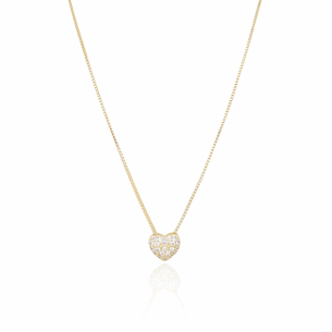 Gargantilha Veneziana Coração Cravejado Zirconias Cristal Banho Dourado