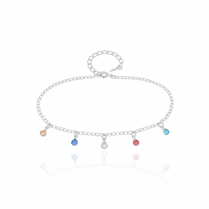 Tornozeleira Pontos de Luz Coloridos Banho Branco