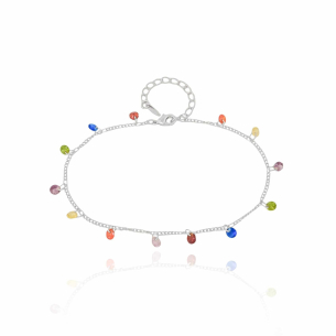 Tornozeleira Elos Pontos de Luz Coloridos Banho Branco