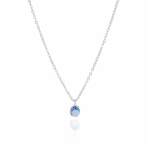 Gargantilha Elos Pingente Oval Safira Banho Branco