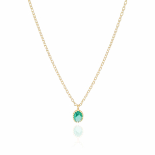 Gargantilha Elos Pingente Oval Turmalina Banho Dourado