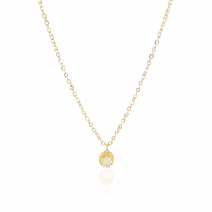 Gargantilha Elos Pingente Oval Citrino Banho Dourado