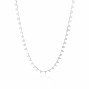 Gargantilha Longa Triângulos Flat Banho Branco