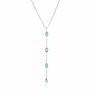 Gargantilha Elos Portugueses Gravata Ovais Turmalina Banho Branco