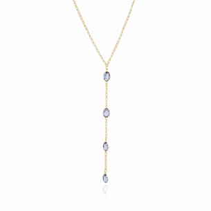 Gargantilha Elos Portugueses Gravata Ovais Ametista Banho Dourado