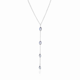 Gargantilha Elos Portugueses Gravata Ovais Ametista Banho Branco