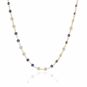 Choker Pontos de Luz Safira Sky Banho Dourado