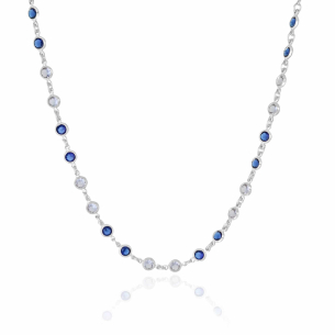 Choker Pontos de Luz Safira Sky Banho Branco