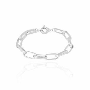 Pulseira Elos Retangulares Fecho Boia Banho Branco
