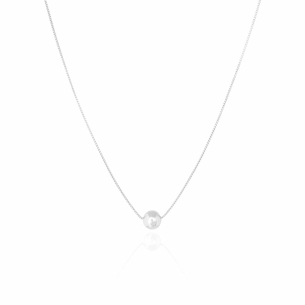 Gargantilha Veneziana Bolinha 12 mm Banho Branco