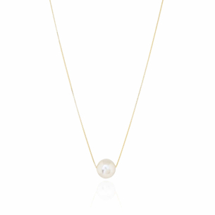 Gargantilha Veneziana Longa Pérola Banho Dourado