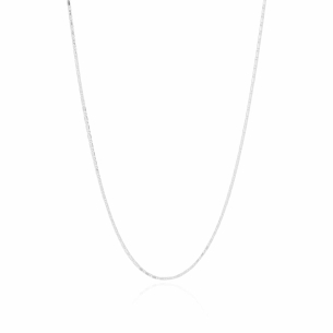 Gargantilha Longa Malha Piastrine Lisa Banho Branco