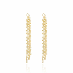 Franja de Brincos Correntes Variadas Banho Dourado