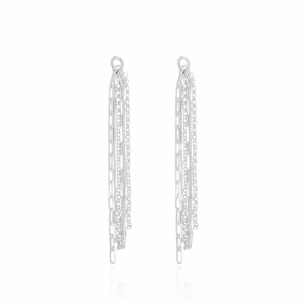 Franja de Brincos Correntes Variadas Banho Branco