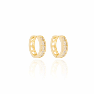 Brinco Argola Cravejado Cristal Banho Dourado