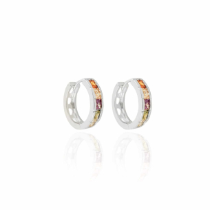 Brinco Argola Carré Colorido Banho Branco