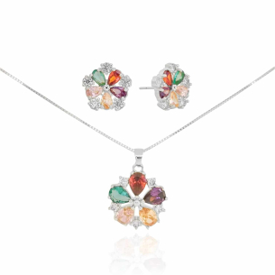 Conjunto Flor Gotas Coloridas Corrente Veneziana Banho Branco